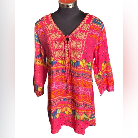 Advance Apparel Women's Colorful Bohemian Tunic Size Medium - Picture 1 of 4